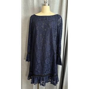 Eliza J | Dresses | Eliza J Floral Navy Asymmetrical Lace Dress Size 4 |  Poshmark